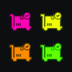 Box four color glowing neon vector icon