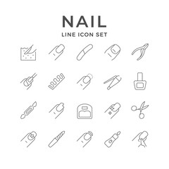 Set line icons of nails