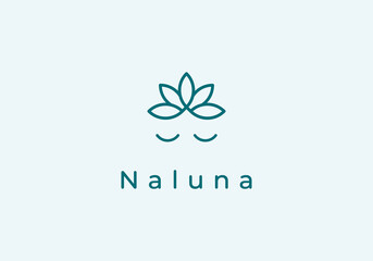 women logo with blindfolding the combination with lotus flower. beauty care, skin care, health care, yoga.