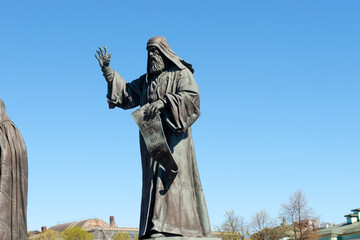 Monument to Patriarch Hermogenes on the terrace near the Church of the Resurrection of Christ in Moscow