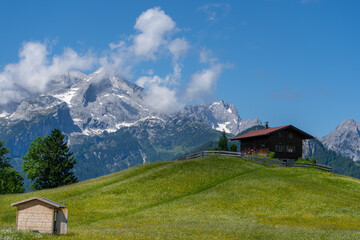 Fototapeta na wymiar The Eckbauer mountain near Garmisch-Partenkirchen in Bavaria
