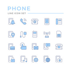 Set color line icons of phone