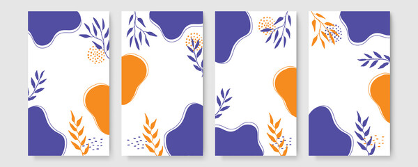 Universal trendy organic floral flower leaf boho art abstract birthday thanksgiving templates. Good for poster, card, invitation, flyer, cover, banner, placard, brochure and other graphic design.