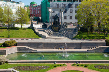 Monument to the Russian Emperor Alexander II, opened in 2005 in Moscow in the park between Volkhonka street, Vsekhsvyatsky passage and Prechistenskaya embankment 