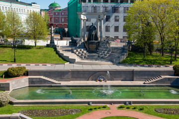 Monument to the Russian Emperor Alexander II, opened in 2005 in Moscow in the park between...
