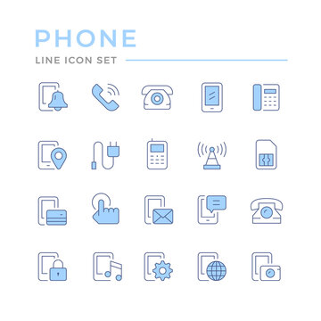 Set color line icons of phone