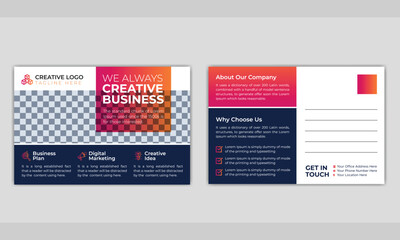 Fototapeta na wymiar Creative modern corporate business postcard or EDDM postcard design template.