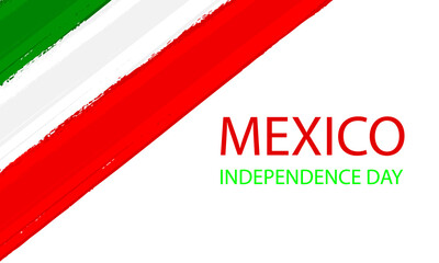 Watercolor mexico independence day flag, vector art illustration.