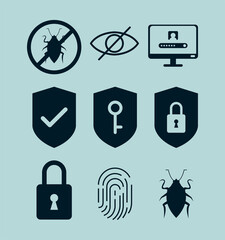 nine cyber security icons