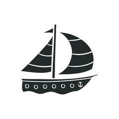 Boat Transport Icon Silhouette Illustration. Nautical Ship Vector Graphic Pictogram Symbol Clip Art. Doodle Sketch Black Sign.