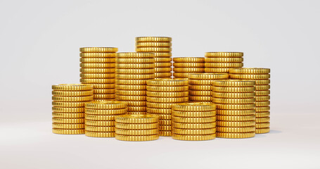 Gold Coin on white background. 3d render.