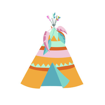 Vector multicolored wigwam on a white background
