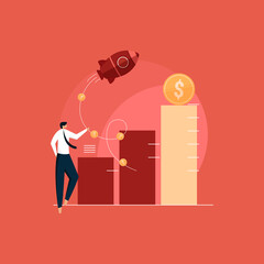 boost sales concept, business growth with successful financial strategy
