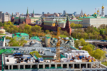 Top view of the reconstruction of an old building near the Moscow Kremlin Moscow
