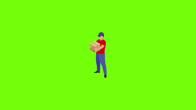 Man take delivery box icon animation
