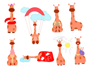 A set of funny giraffes for children.
