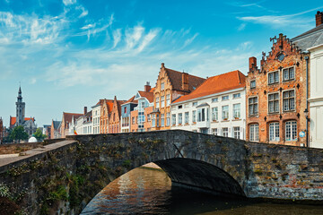 Fototapeta na wymiar Brugge canal and old houses. Bruges, Belgium