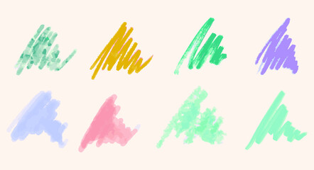 Fototapeta na wymiar watercolor vector handwritings of different colors hand drawn lines doodle