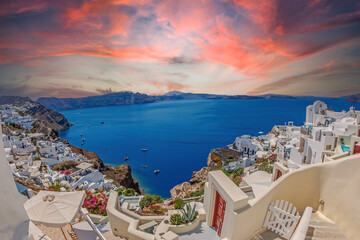 Naklejka premium White architecture of Oia village on Santorini island, Greece
