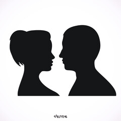 Woman and man vector profiles. Couple in love, flat style. Valentine's day card. Vector illustration Icon Isolated on White Background.