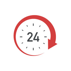 24h icon. Flat vector illustration in black on white background.