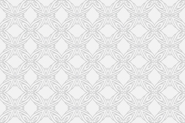 3d volumetric convex embossed geometric white background. Ethnic ornament with decorative unique pattern in handcrafted style
Islam, Arabic, Indian, Turkish, Pakistani, Chinese, ottoman motives.