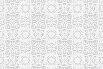3d volumetric convex embossed geometric white background. Ethnic ornament with exotic unique pattern in handcrafted style
Islam, Arabic, Indian, Turkish, Pakistani, Chinese, ottoman motives.