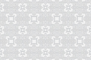 3d volumetric convex embossed geometric white background. Ethnic ornament with exotic art pattern in handcrafted style
Islam, Arabic, Indian, Turkish, Pakistani, Chinese, ottoman motives.