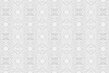 3d volumetric convex embossed geometric white background. Ethnic ornament with an openwork original pattern in the style of handmade
Islam, Arabic, Indian, Turkish, Pakistani, Chinese, ottoman motives