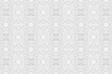 3d volumetric convex embossed geometric white background. Ethnic ornament with an openwork original pattern in the style of handmade
Islam, Arabic, Indian, Turkish, Pakistani, Chinese, ottoman motives