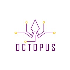 business logo design abstract purple octopus line icon vector illustration