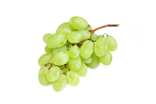 Bunch of green grapes isolated on white background. 