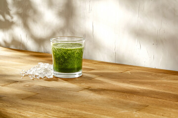 Summer drink on desk and free space for your decoration 