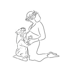 line drawing of mother playing with her child