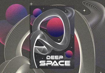 Retro Futurism Space theme Poster Design Layout