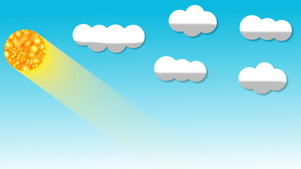 Summer Background image. Clouds and Sun in the Sky