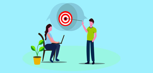 2d illustration business target concept