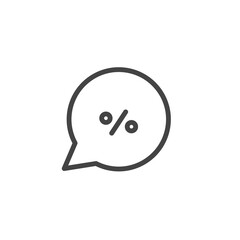 Percent price off discount in a speech bubble icon. Promo badge for advertising design concept isolated modern outline on white background