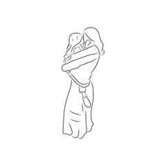 line drawing of mother hugs her child