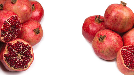 Sweet pomegranate isolated on white background.