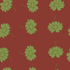 vector illustration seamless pattern gray daisies on a red background,for wallpaper ,fabric or furniture