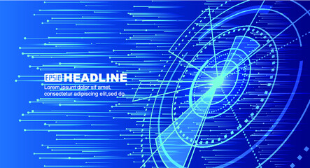 Blue PCB dot line abstract technology Internet big data background.