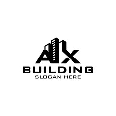 Building construction logo design with initial AX