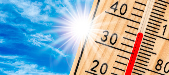 Heat in summer with high temperature and lack of water