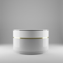 clear cream jar with a gold strip blank for mockup