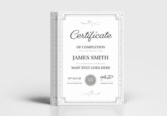Modern Certificate Art Deco Style Silver Frame