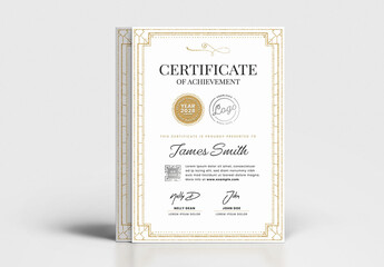 Classic Certificate Art Deco Style Gold Frame Illustrator