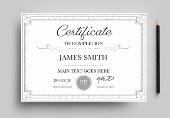 Modern Certificate Art Deco Style Silver  Frame Lanscape Photoshop