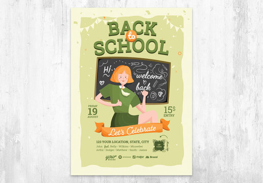 Back to School Flyer Poster Layout with Blackboard