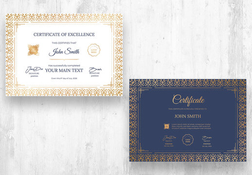 Vintage Classic Certificate Golden Frame Landscape